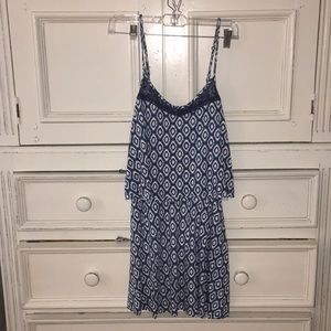 blue and white dress
